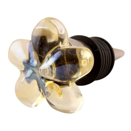 Yellow Glass Flower Wine Stopper 